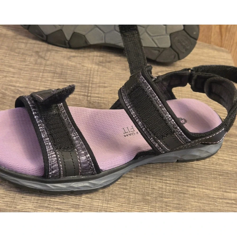Dr Scholls Anna Sandals Womens Size 6.5‎ Black Purple Adjustable